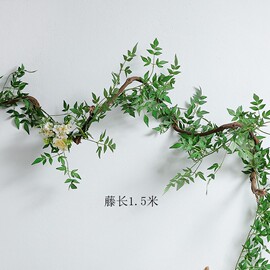 仿真花假花藤条环创柳叶，墙面墙壁装饰田园风植物，角环保材料壁饰