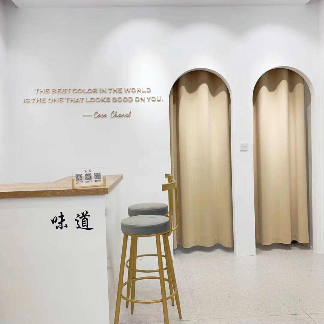 拱形试衣间服装店隔断窗设计师推荐丝绒更衣室门帘试衣帘纯色窗帘