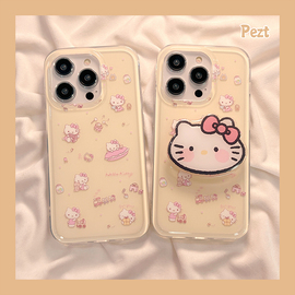 卡通hellokitty带支架适用苹果14手机壳少女心iphone15promax迷你13pro防摔12硅胶14pro可爱11女款13全包