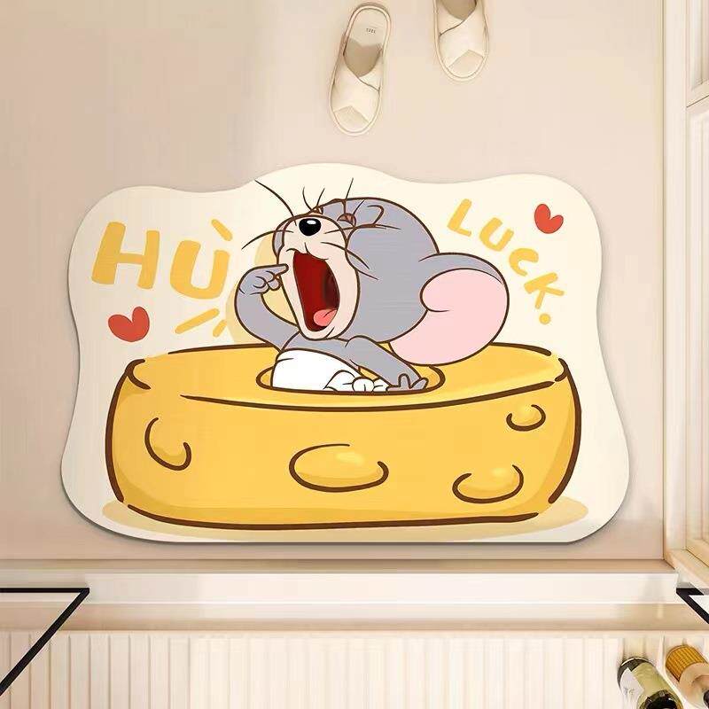 浴室地垫卡通可爱硅藻泥吸水速干卫生间门口耐脏防滑防摔厕所脚垫