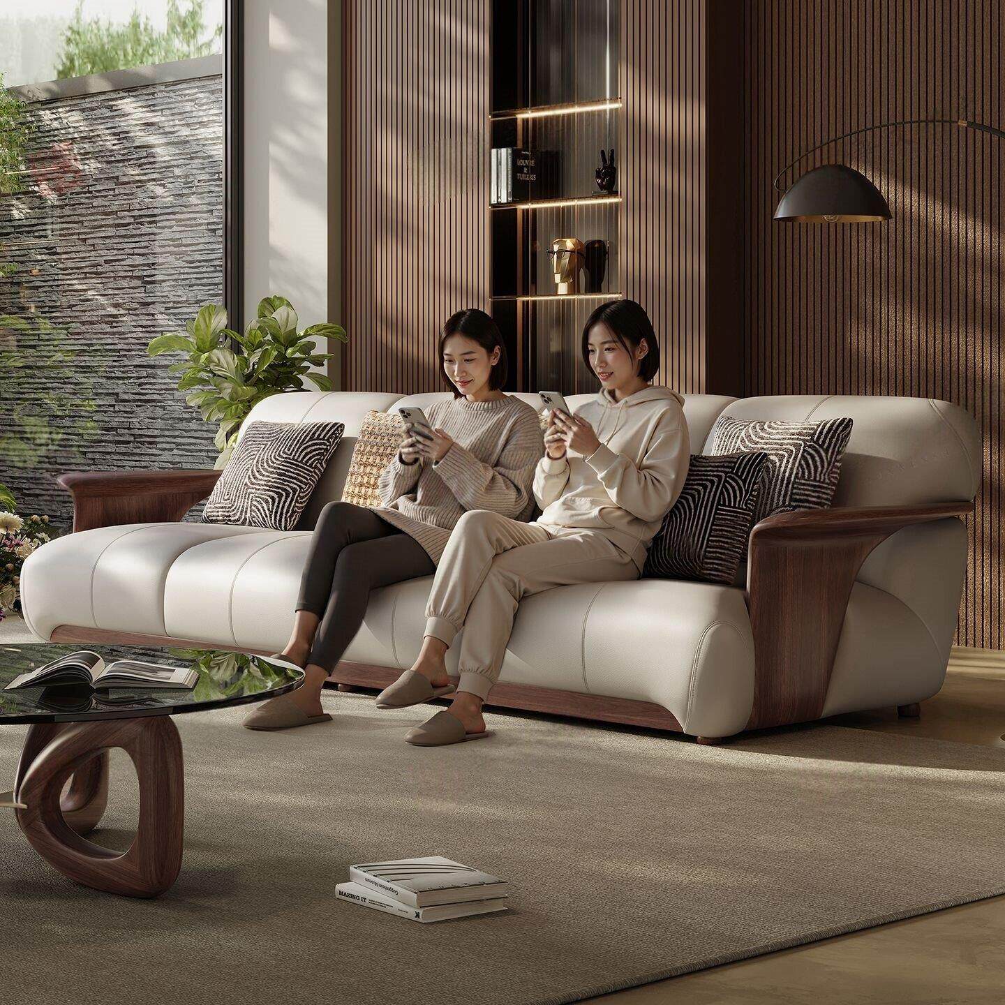 宋氏美学黑胡桃木全实木沙发组合现代轻奢客厅大户型家用直排沙发
