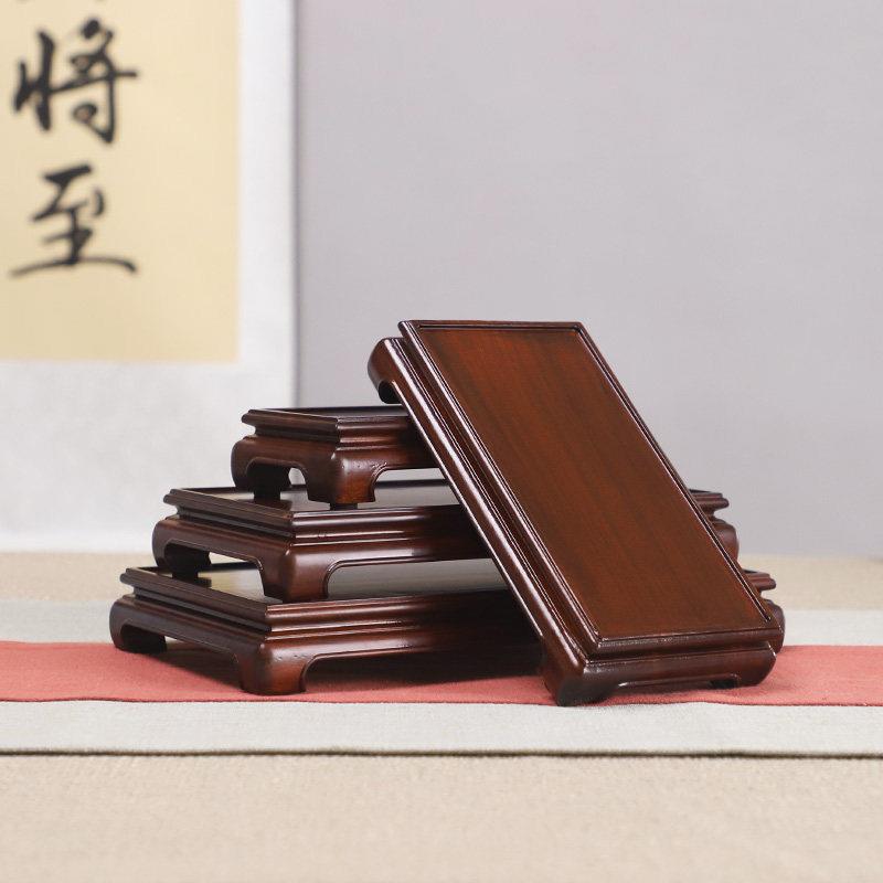 非洲酸枝长方形底座实木雕刻工艺品摆件奇石头印章整木底座木托架