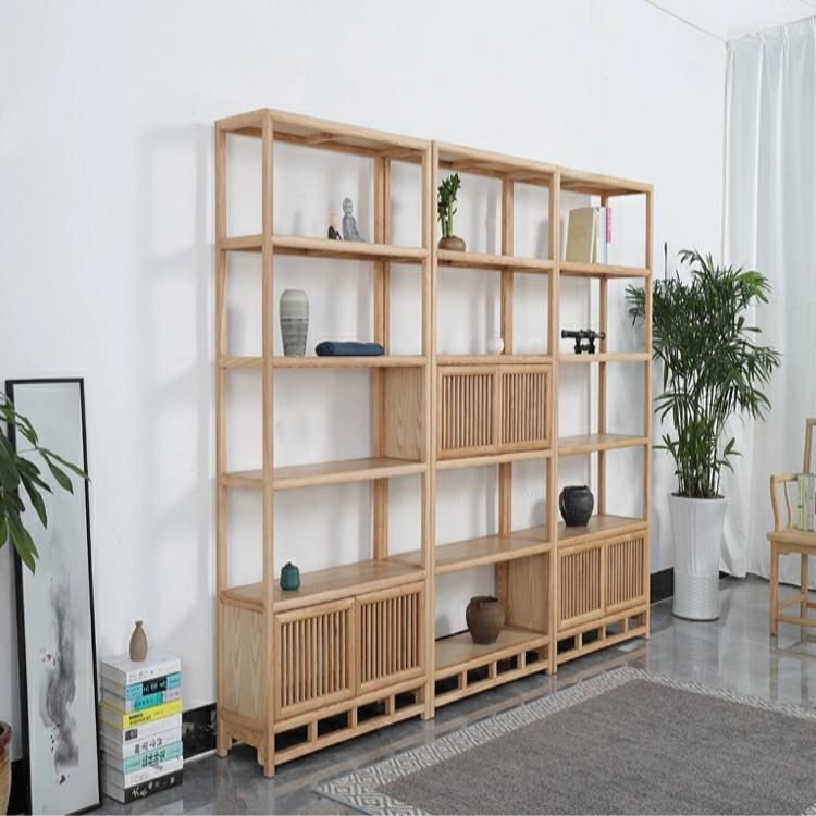 博古架新中式实木书架多宝阁榆木多层简约摆件置物架茶室隔展示柜