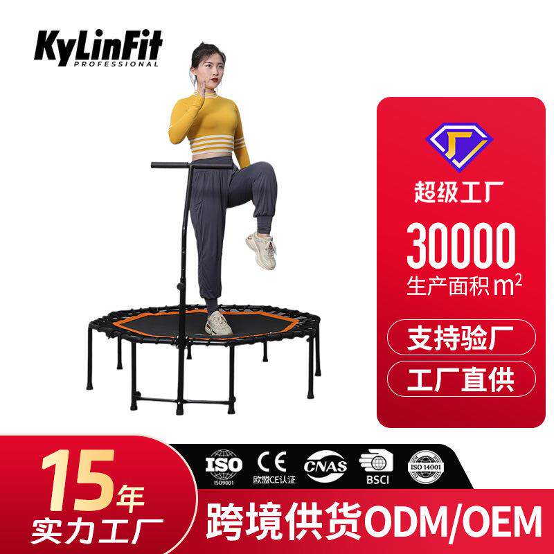 室内成人健身商用扶手蹦床 家用娱乐运动弹簧蹦床