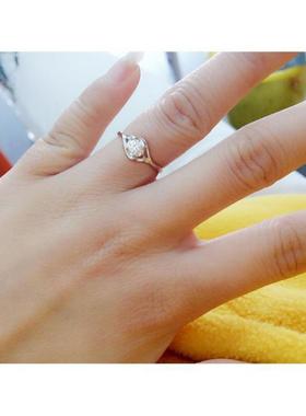 七夕节戒指镀银仿真钻石女戒指结婚钻戒女戒求婚戒指镶嵌锆石戒指