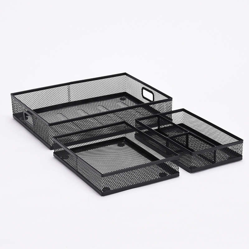 铁网桌面收纳盘A4三件套文件框办公整理架多用途文件盘收纳栏现货