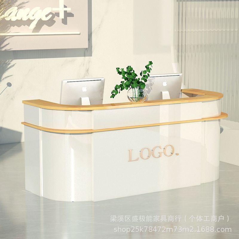 简约现代弧形吧台半圆形前台圆角收银台服装店理发店美容院咨询台