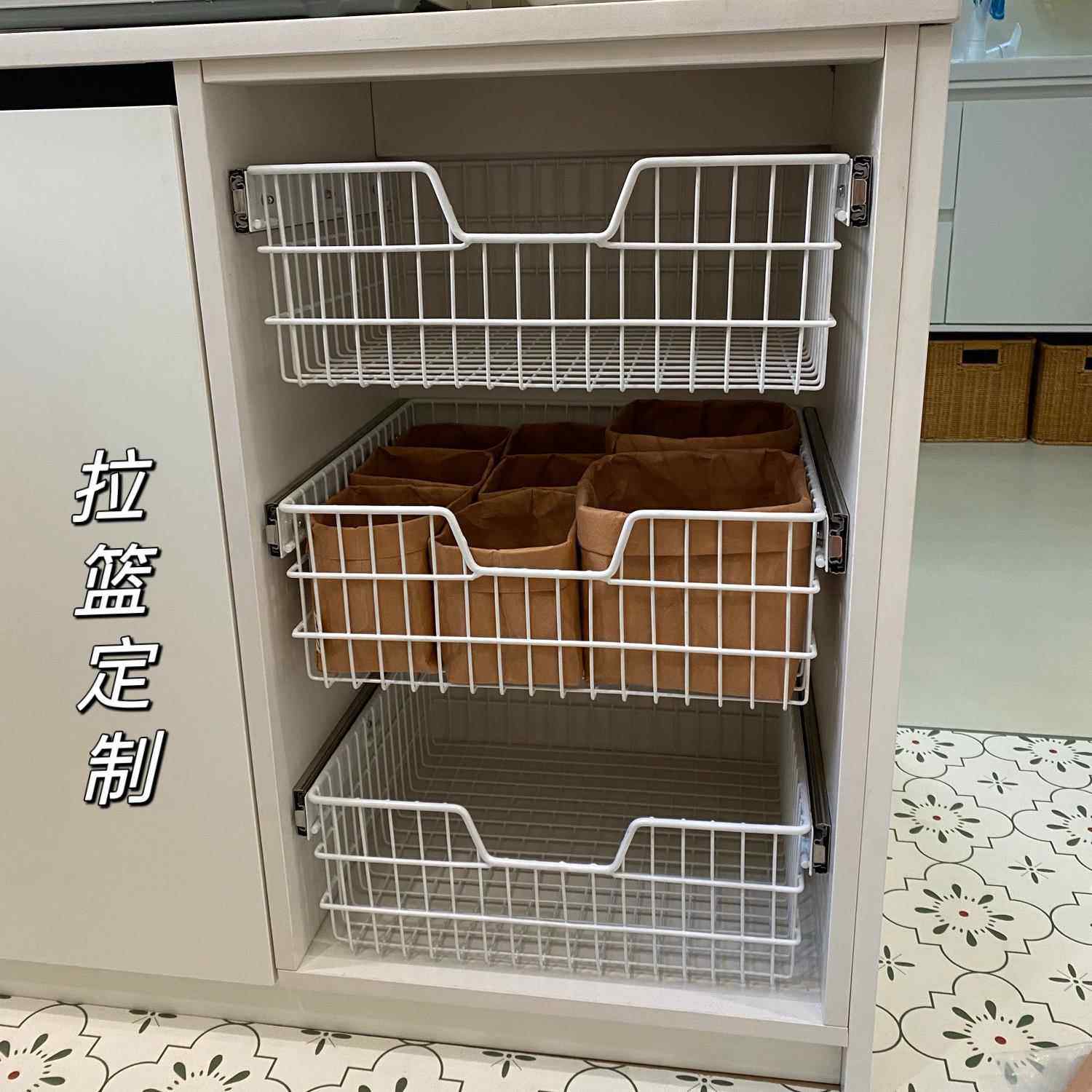 铁艺定制整体橱柜拉篮果蔬篮抽屉式多层收纳层架衣柜拉篮滑轨式抽,家装主材,拉篮,淘宝优惠券,粉丝福利购,淘宝优惠卷