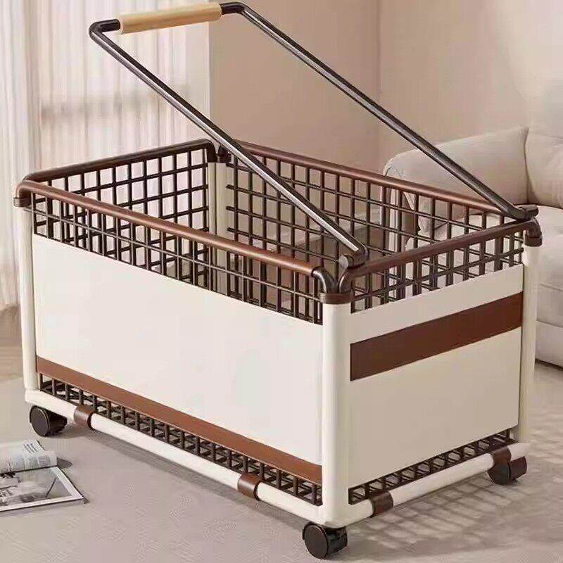 超市可折叠购物筐外出买菜带滑轮采购篮商场顾客零食便利店水果篮