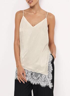 V-neck lace patchwork camisole vest for women's interior