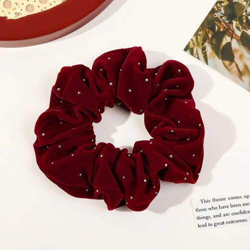 Crystal Star Dot Velvet Hair Scrunchies Soft Warm Elastic ta