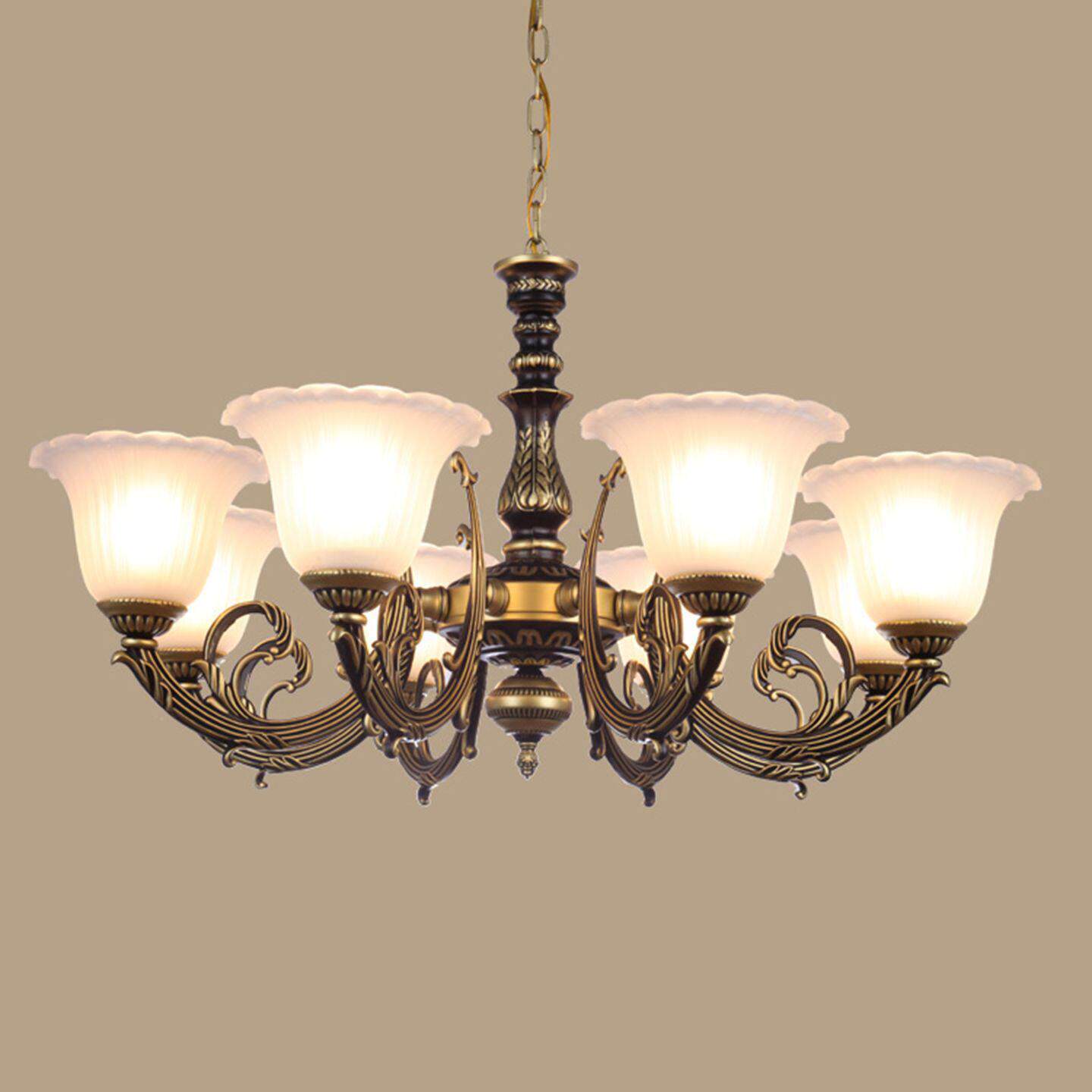 欧式古铜色覆古五头铁艺客厅吊灯具 田园彷古饭厅三头店铺吊灯饰