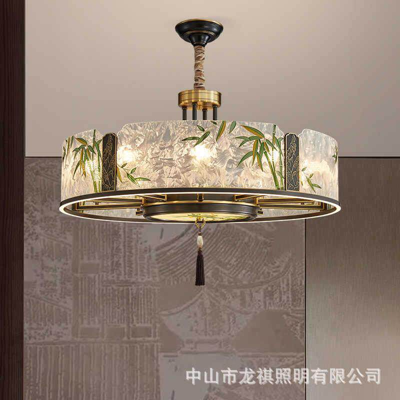 新中式吊灯客厅灯全铜中国风创意茶室餐厅灯简约现代轻奢吸顶灯具