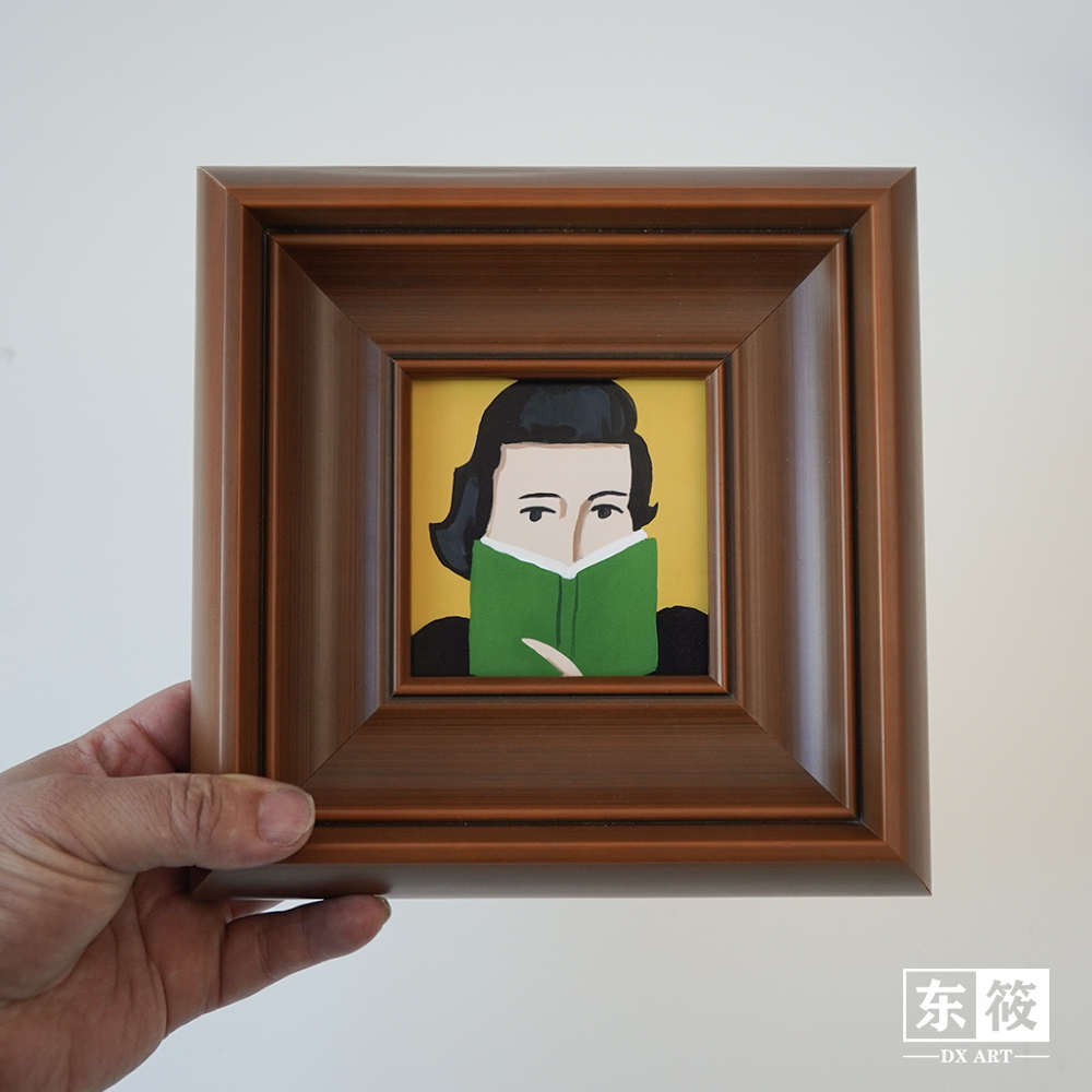 东筱ART实木相框卧室装饰画客厅书房挂画阅读的女人可以定制尺寸