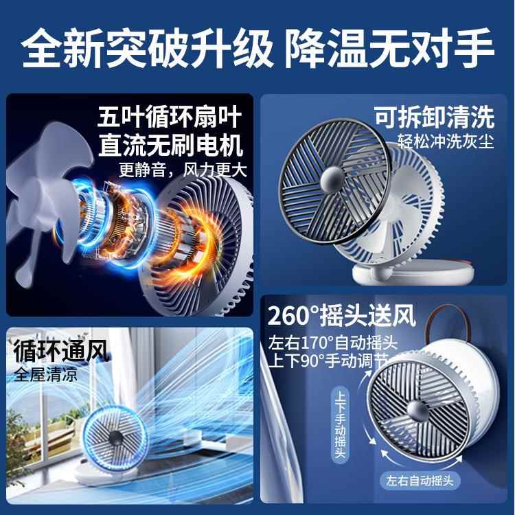 新款直销跨境新款桌面小风扇 便携多用途挂壁风扇自动摇头风扇桌