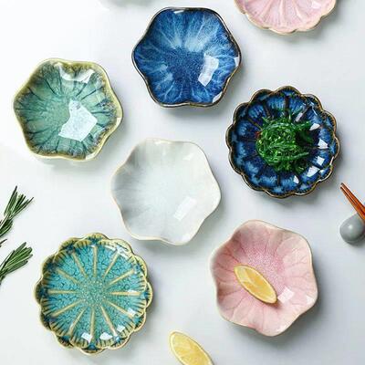 Ceramic Plate Retro Kiln Glaze Barbecue Mini Dipping Dish Sa