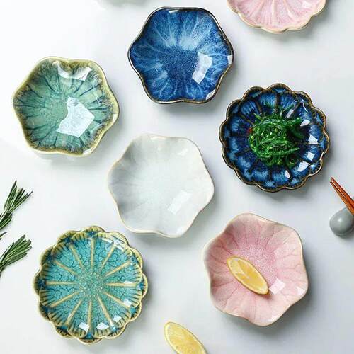 Ceramic Plate Retro Kiln Glaze Barbecue Mini Dipping Dish Sa