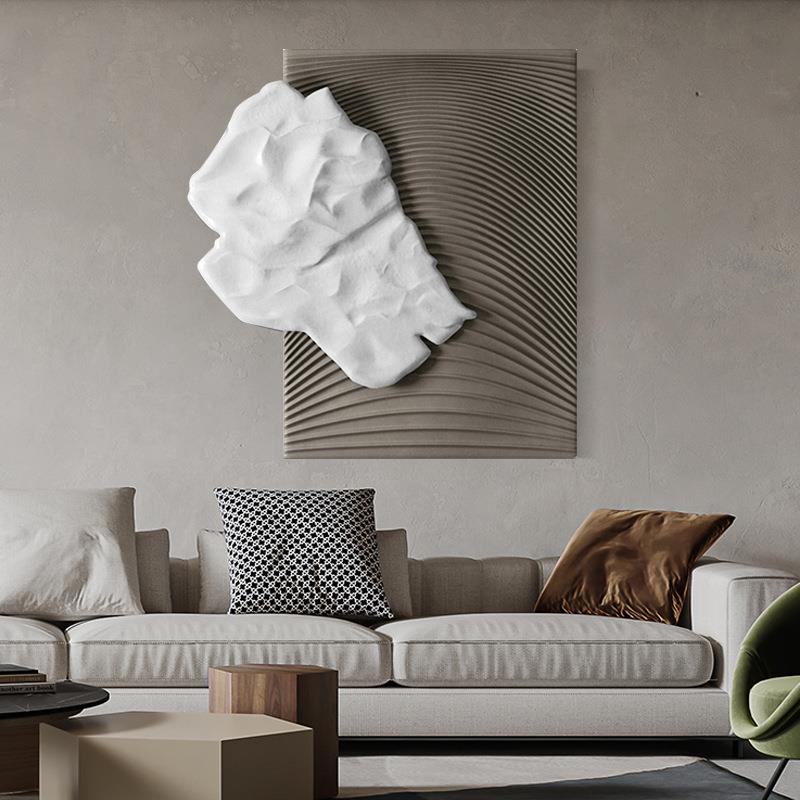 现代轻奢入户玄关装饰画3d立体浮雕皮革画走廊壁画样板间客厅挂画