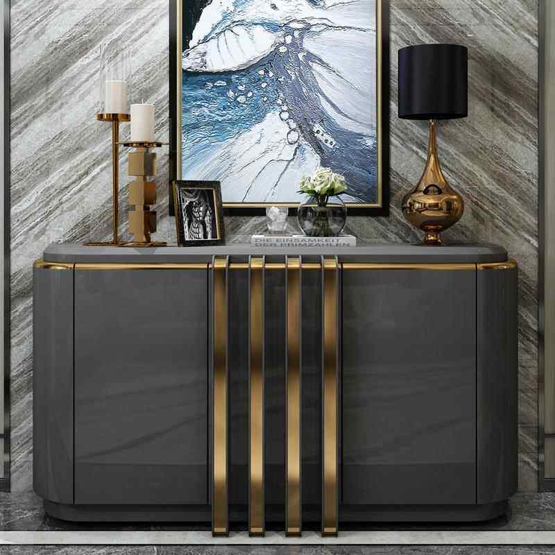 后现代实木奢约玄关柜美式餐柜轻295简客厅装饰隔断储物柜门厅边