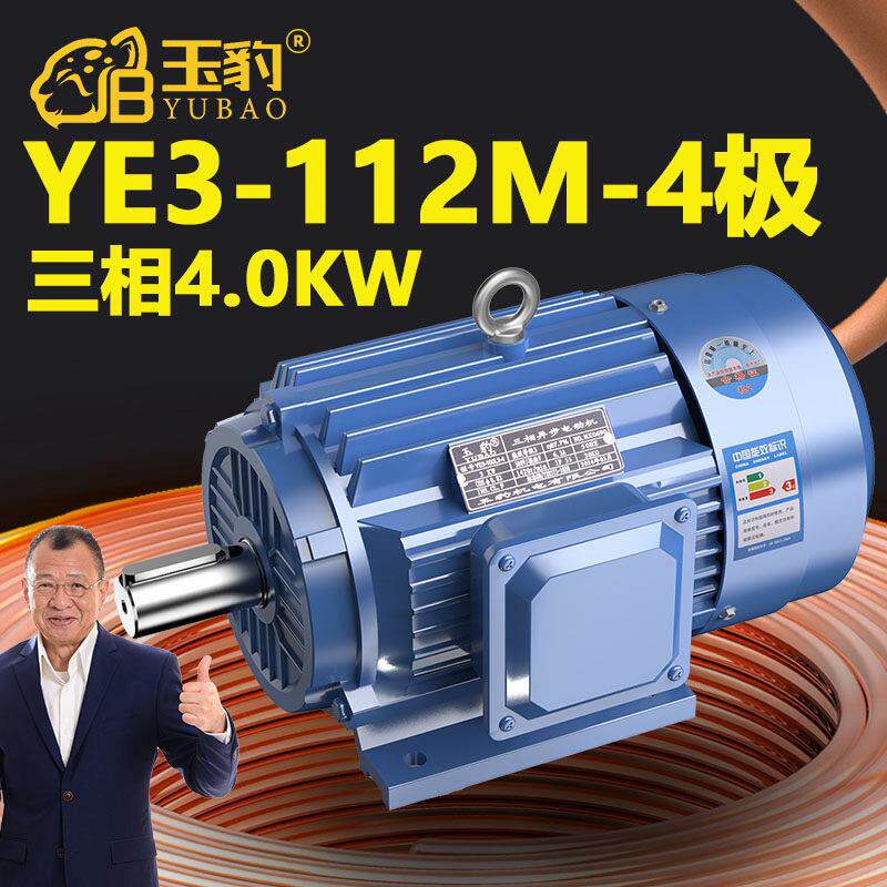 112M-4极全新YE3系列三相异步马达国标4KW电机380V三相全铜