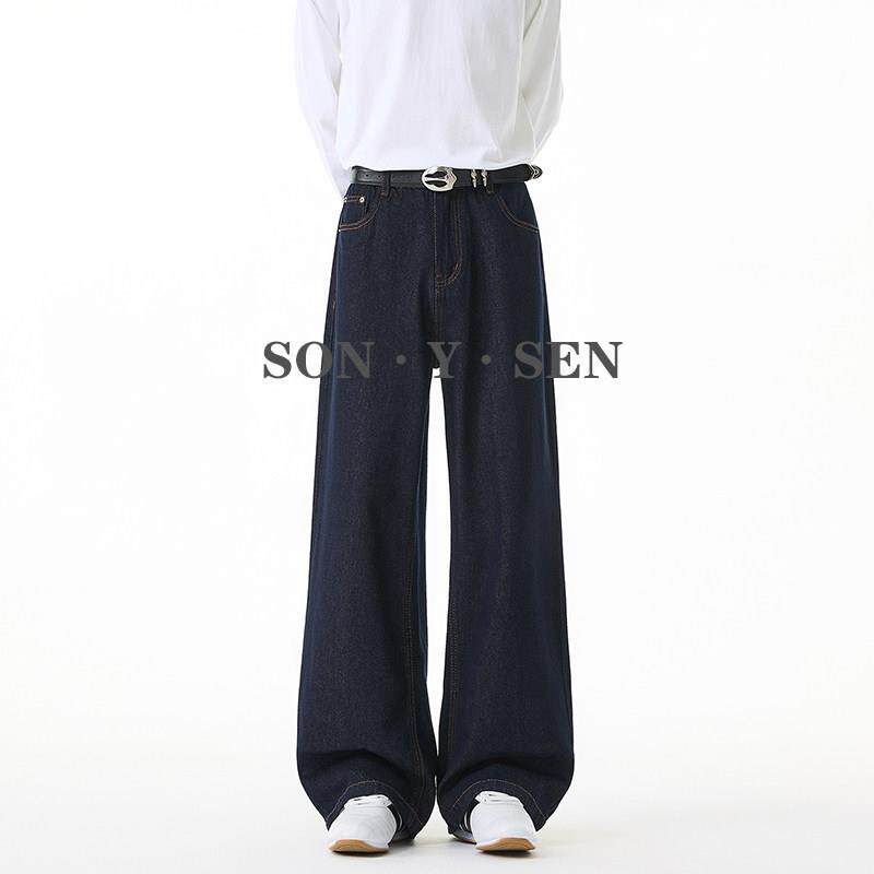 高个子美式复古cleanfit阔腿丹宁牛仔裤男潮牌宽松垂感直筒拖地裤