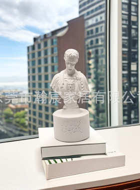 美式凯撒大帝插笔筒桌上艺术笔插筒创意办公室桌面收纳文具摆件