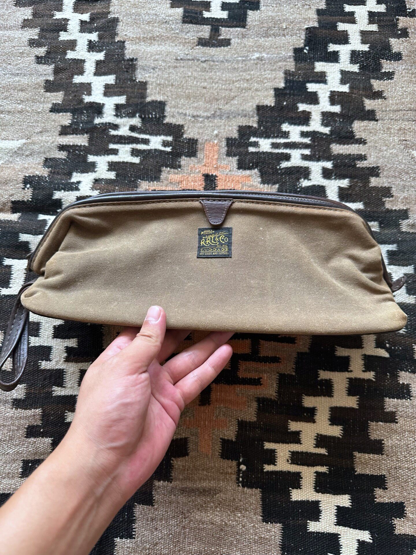 RRL & CO Brown Canvas Wash Bag