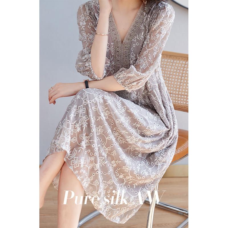 高级感2025新款真丝可外穿家居服睡裙夏季女款中袖夏天桑蚕丝睡衣