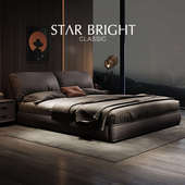 真皮床意式 极简头层牛皮主卧双人2米大床1.8米现代简约大象耳朵床