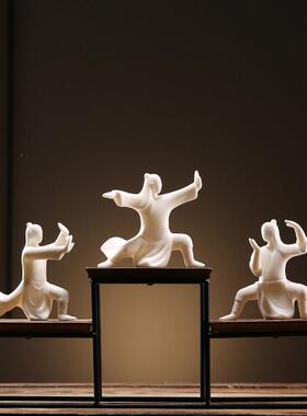 创意陶瓷中式太极古代功夫人物禅意小摆设家居软装桌面装饰工艺礼