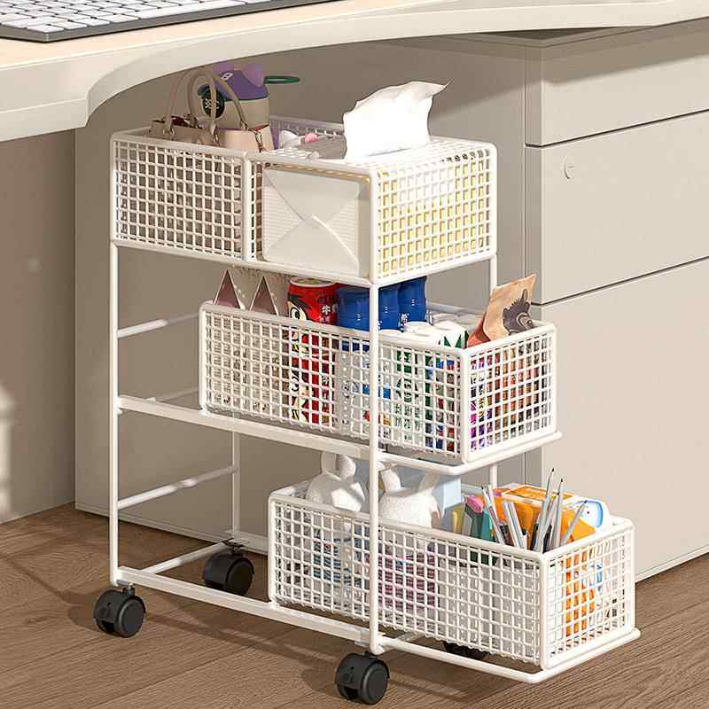 办公室可移动放包小推车神器置物架桌下抽屉式工位收纳架落地书架