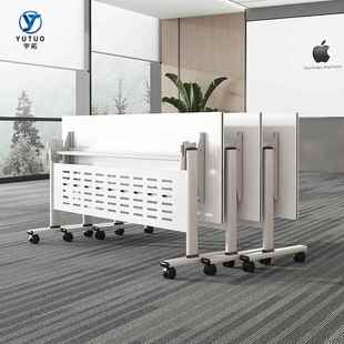 可移动折叠培训桌加厚实木钢架长条桌多功能拼接组合会议桌双人桌
