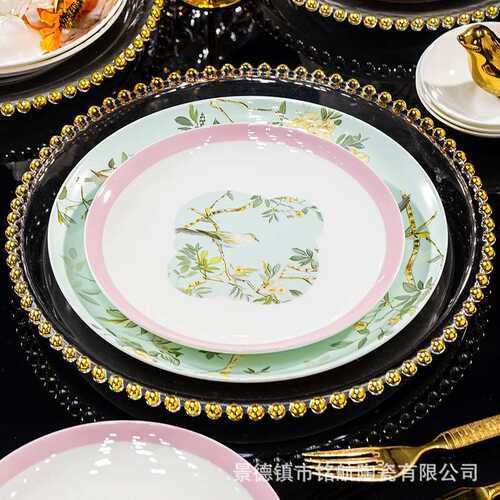 新款景德镇釉下彩骨瓷餐具碗碟套装家用乔迁轻奢陶瓷碗盘礼品套装
