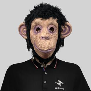 搞笑毛猴子乳胶动物头套化妆舞会可爱直播面具万圣节派对表演道具