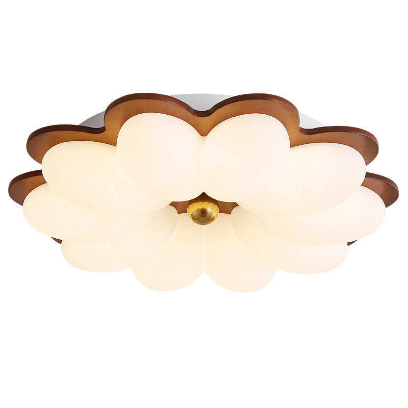 中古风卧室吸顶灯2025新款奶油风书房灯花朵复古胡桃色护眼阳台灯,家装灯饰光源,智能吸顶灯,淘宝优惠券,粉丝福利购,淘宝优惠卷