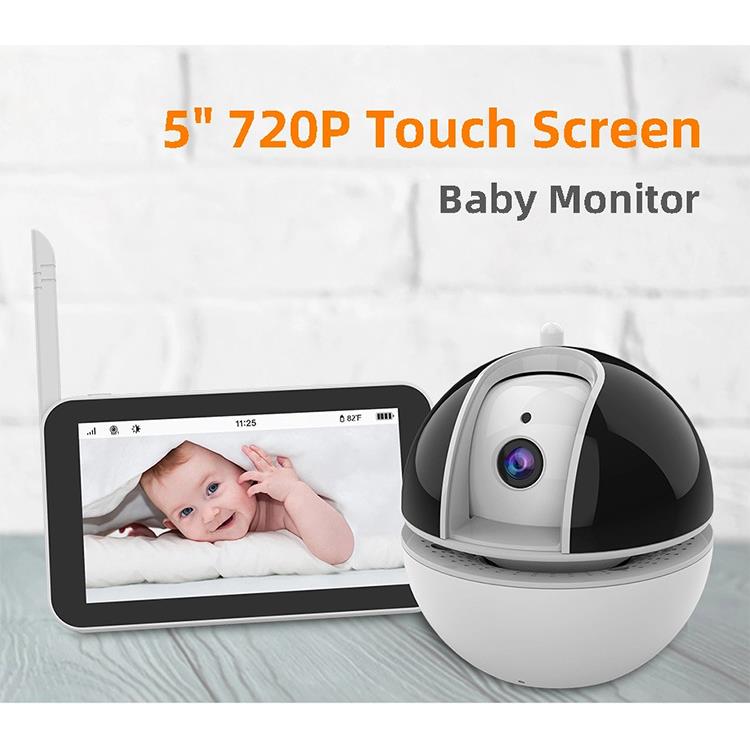 5寸全屏触摸无需网络婴儿监视器电池待机双向对讲babymonitor