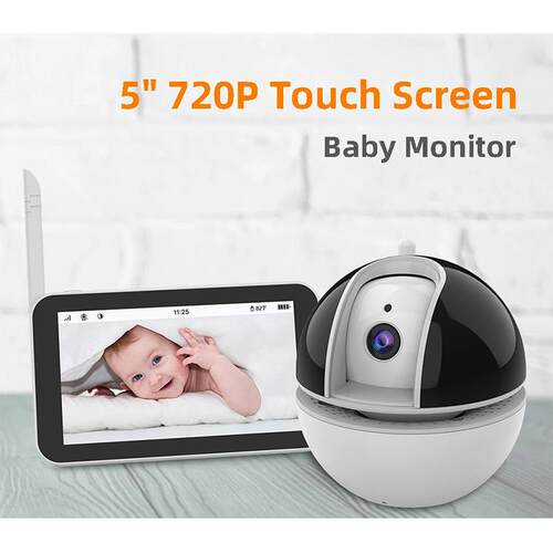 5寸全屏触摸无需网络婴儿监视器电池待机双向对讲babymonitor