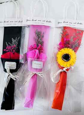 情人节创意手提袋鲜花手提袋透明定手提袋纸袋定LOGO礼品袋子