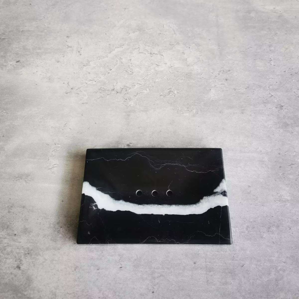 卫生间皂盒大理石垫黑白肥皂防托石材大理石天然水杯香皂轻奢