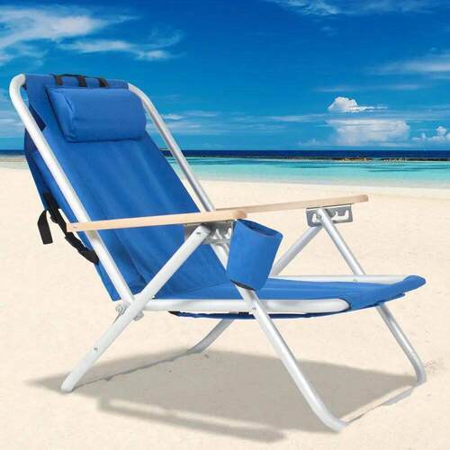Backpack Beach Chair Folding Portable Chair Blue Solid Const