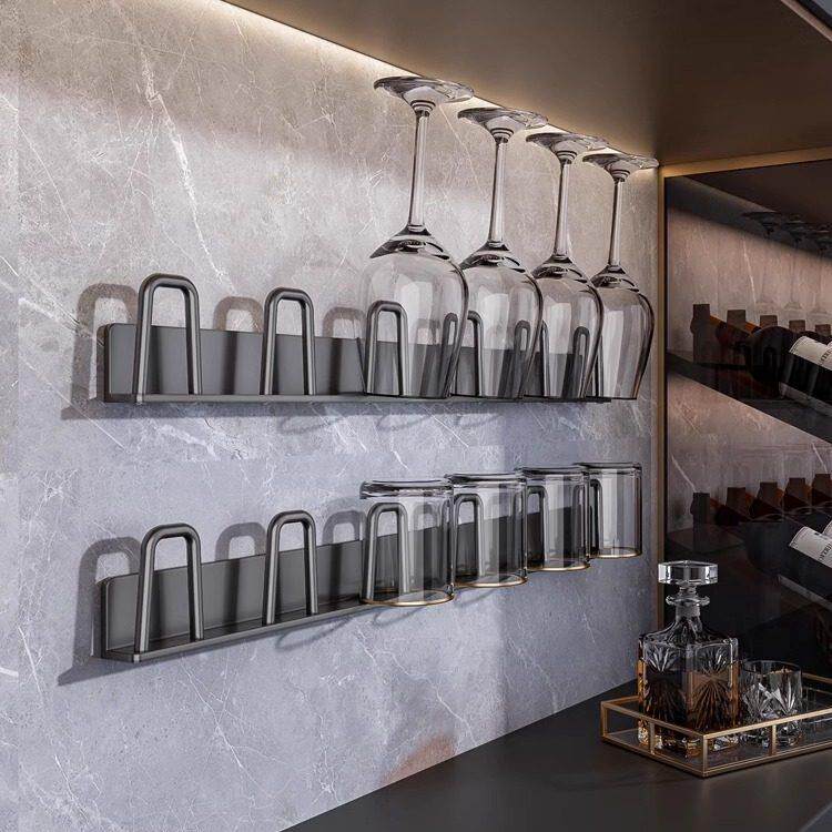 啤酒杯架倒挂红酒杯置物架茶水杯壁挂酒柜收纳马克杯倒扣收纳轻奢