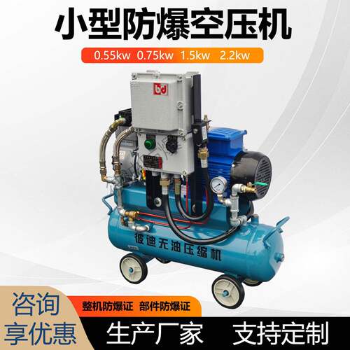 新款防爆空压机气泵全无油220V压工业级CT4空气压缩机微型粉尘
