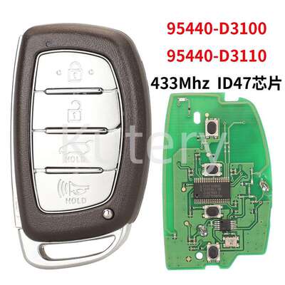 适用于现代智能遥控汽车钥匙ID47芯片433频率95440-D3100/D3110