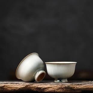 颜色釉窑变茶杯主人杯品茗杯冬雪水神单杯陶瓷茶具志野烧柴烧茶具