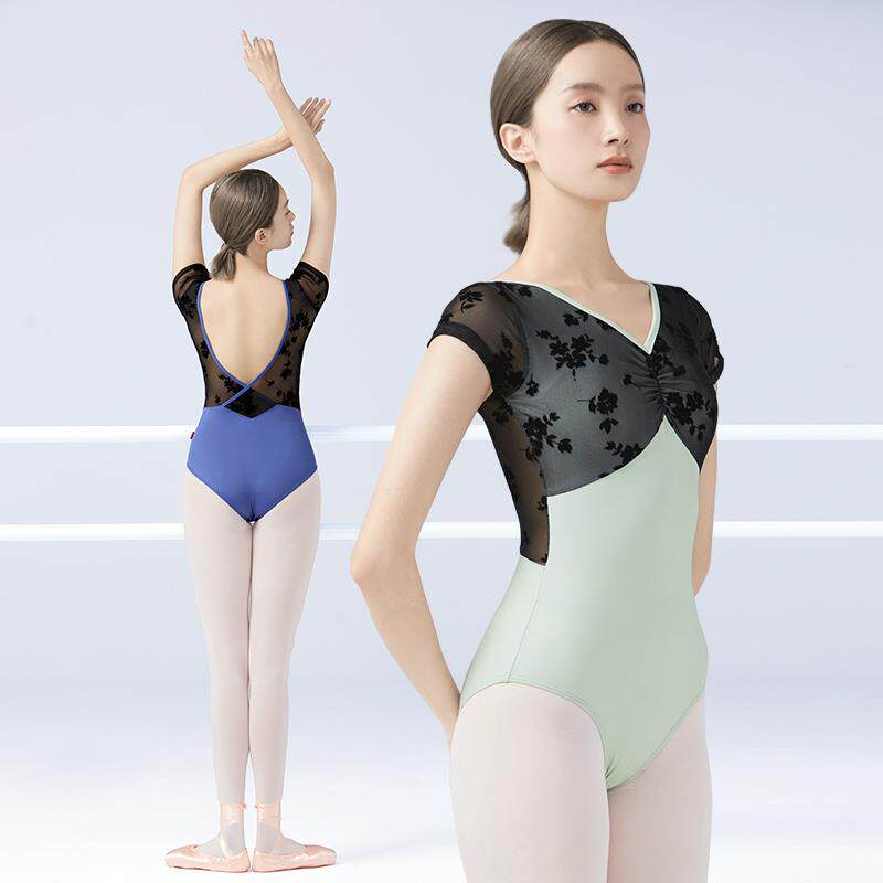 古典舞服装练功服女芭蕾舞蹈服成人款短袖连体服夏季新款形体服