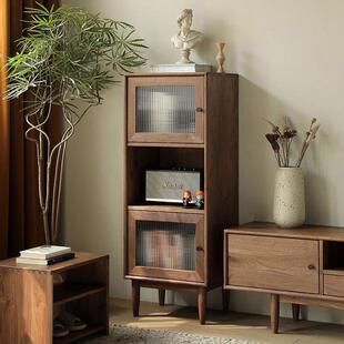 实木北美樱桃木餐边柜橡木小户型高柜北欧黑胡桃木电视柜边柜 日式