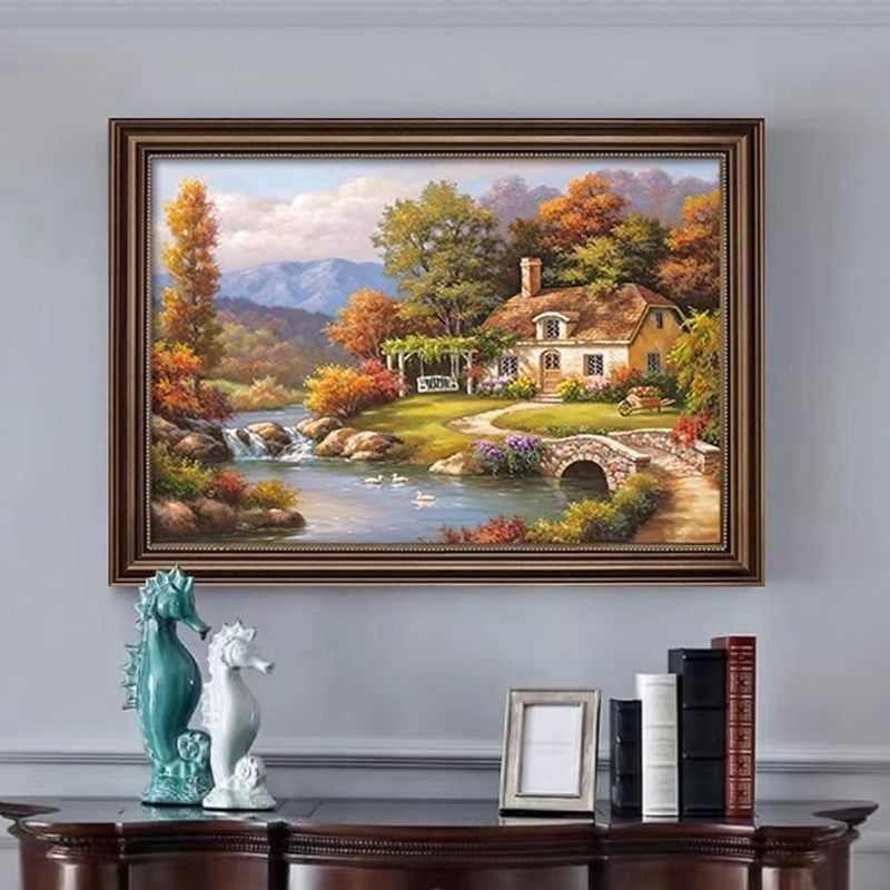 客厅挂画轻欧式乡村田园壁画餐厅玄关装饰画高级大气风景画奢美式