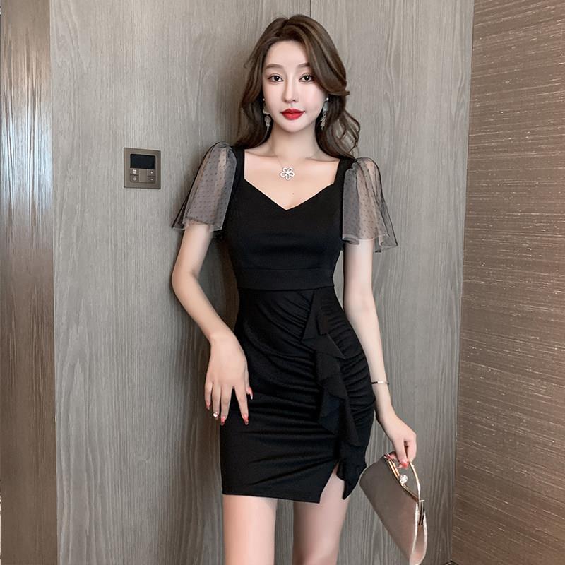 夜场工作服养生桑拿技师服显瘦遮肚夜店女装足浴按摩连衣裙子