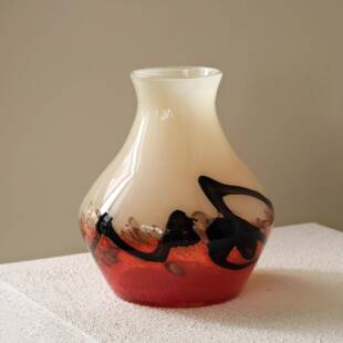 新中琉璃花瓶CH2025/5复古棕色设计高级感面居家装饰摆件桌式水墨