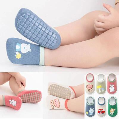 3Pairs Baby Non Slip Socks Cotton Casual Cartoon Print Boys